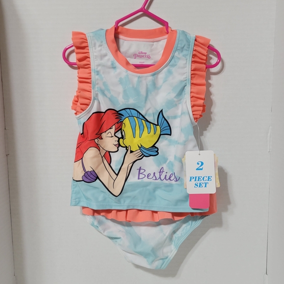 Disney Princess Ariel & Flounder Girls 2PC Swimsuit Set UPF 50+ Size 5T NWT - Picture 7 of 11